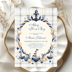 Invitation Bain de garçon corde d'ancre de voilier nautique b