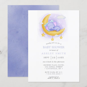 Invitation Bain de Lune à l'Aquarelle Éléphant Endormi pour u