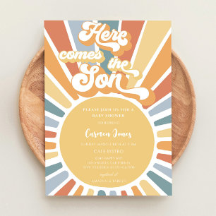 Invitation Bain de soleil rétro bohème pour bébé