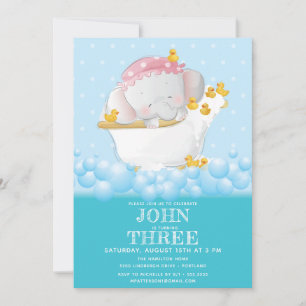 Invitation Bain Eléphant mignon Anniversaire