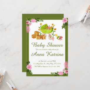 Invitation Bain-marie Ours en peluche Montgolfière Baby Showe