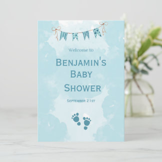 Invitation Bain-marie Ours en peluche Montgolfière Baby Showe