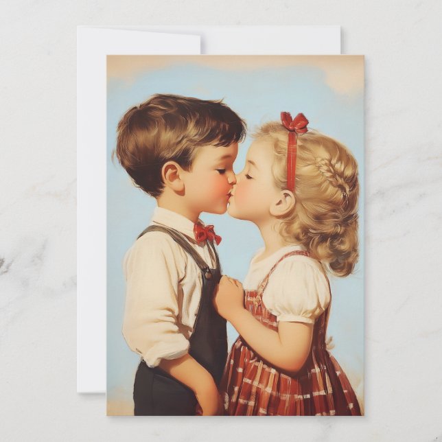 Invitation Baiser amoureux vintage pour enfants (Devant)