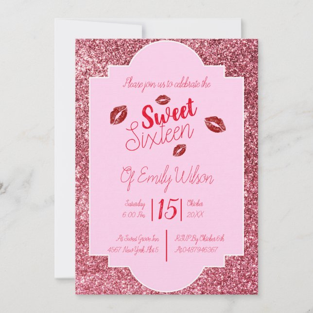 Invitation Baiser de sweet sixteen (Devant)