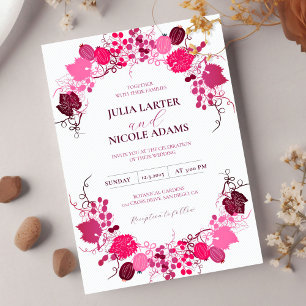 Invitation Baiser Français Raisin Fleur Mariage Baies Sucrées