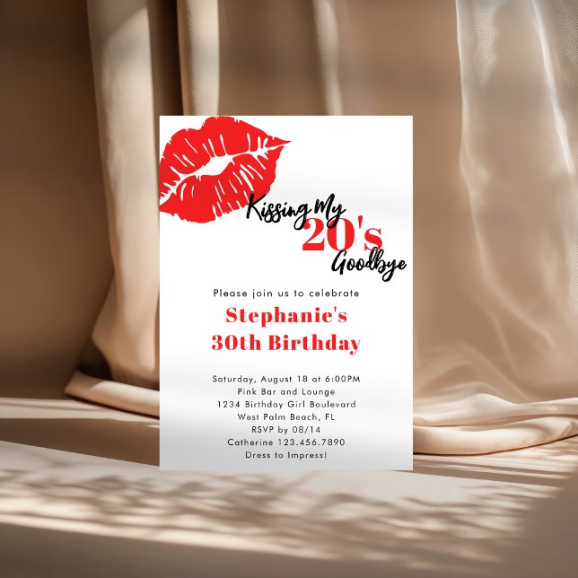 Invitation Baiser mes 20 ans au revoir Rouge et Noir 30e anni (Créateur téléchargé)