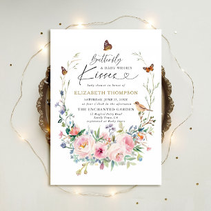 Invitation Baisers à papillon Baby shower de jardin Fleur sau