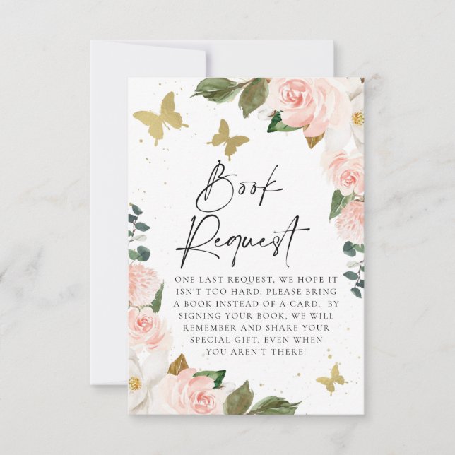 Invitation Baisers à papillon Baby shower Demande de carnet I (Devant)