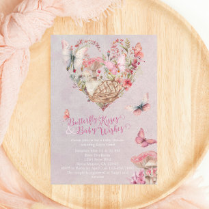 Invitation Baisers à papillon Baby shower forestier enchanté