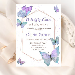 Invitation Baisers à papillon et Baby shower de voeux pour bé