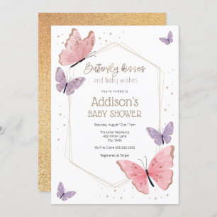 Invitation Baisers à papillon et Baby shower de voeux pour bé