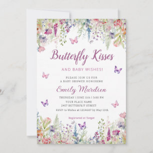 Invitation Baisers à papillon et voeux de bébé Baby shower fi