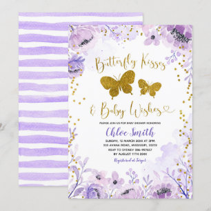 Invitation Baisers à papillon violet et envie de bébé
