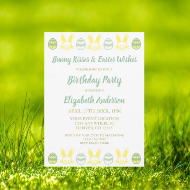 Invitation Baisers Bunny et souhaits de Pâques Anniversaire (Créateur téléchargé)