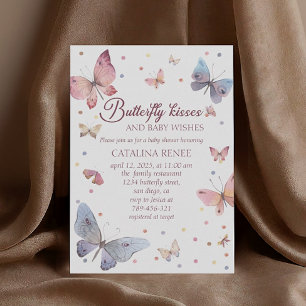 Invitation Baisers de Papillon Baby Shower Pastel
