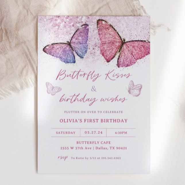 Invitation Baisers de papillon et souhaits d'anniversaire Par (Créateur téléchargé)