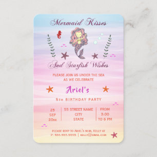 Invitation Baisers de sirène et souhaits d'étoiles de mer   I