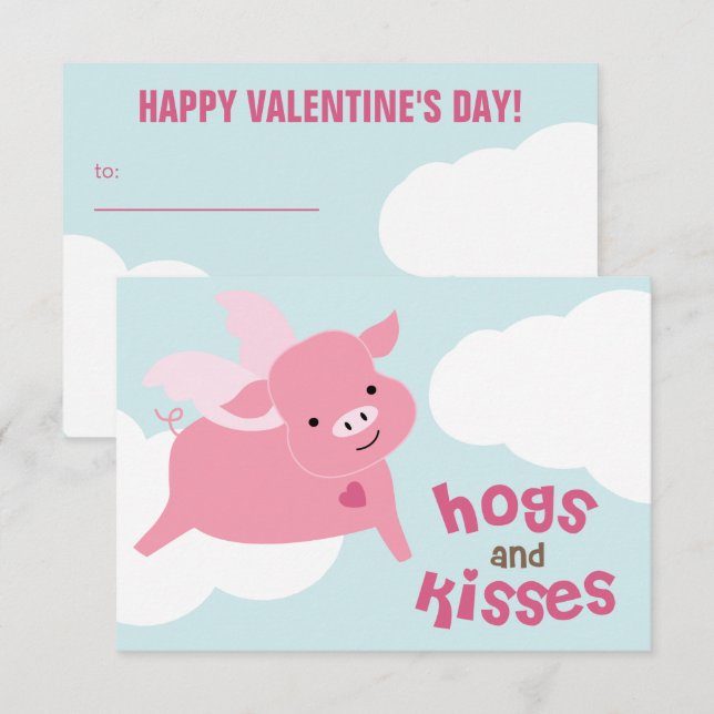 Invitation Baisers et porcs Valentines de classe (Devant / Derrière)