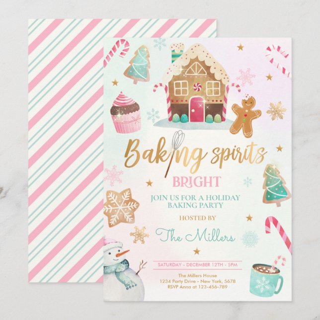 Invitation Baking Spirit Fête de Noël Bright Bake (Devant / Derrière)