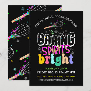 Invitation Baking Spirits Bright Cookies Exchange Holiday