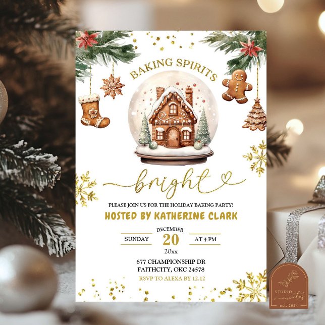 Invitation Baking Spiritueux Bright Gingerpain fête de Noël (Créateur téléchargé)