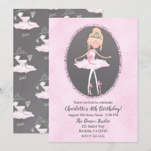 Invitation Bal de ballerine en rose et gris couture pour anni