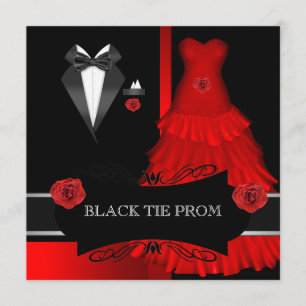 Invitation Bal de promo Danse Lycée Formel Rouge Noir Tenue d