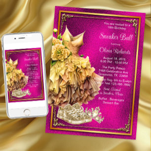 Invitation Bal de sneakers or rose gold 
