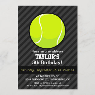 Invitation Bal de tennis sur les rayures gris foncé et noir