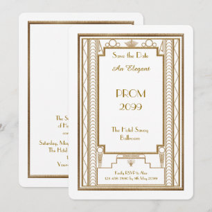 Invitation Bal d'étudiants Supérieur-Junior, blanc, or