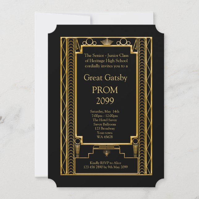 Invitation Bal d'étudiants Supérieur-Junior, grand Gatsby, (Devant)
