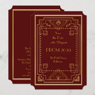 Invitation Bal d'étudiants Supérieur-Junior, or rouge