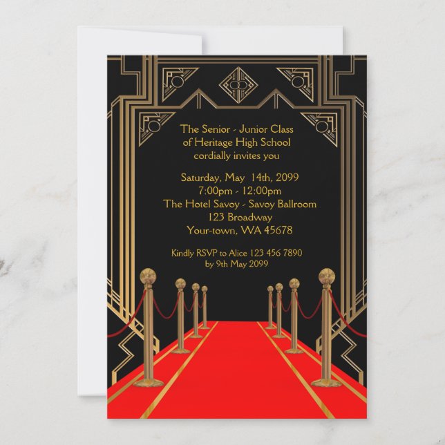 Invitation Bal d'étudiants Supérieur-Junior, style de Gatsby, (Devant)