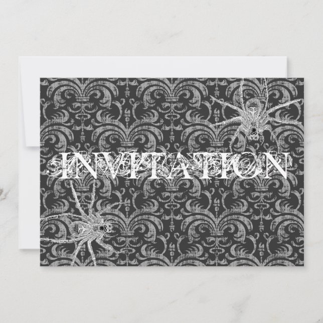 Invitation Bal d'Halloween gothique rouge et noir, Attique Va (Devant)