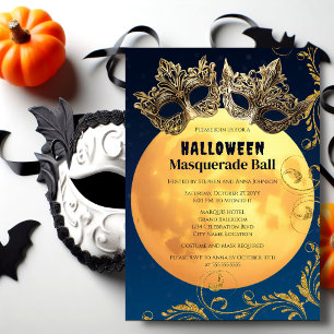 Invitation Bal masqué de la pleine lune d'Halloween