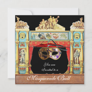 INVITATION BAL MASQUÉ DU MARDI GRAS MASQUES THÉÂTRE SCÈNE
