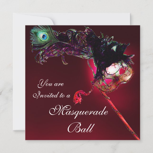 Invitation BAL MASQUÉ DU MARDI GRAS rouge burgundy (Devant)