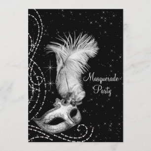 Invitation Bal masqué élégant en noir et blanc