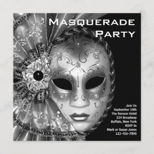 Invitation Bal masqué noir et blanc