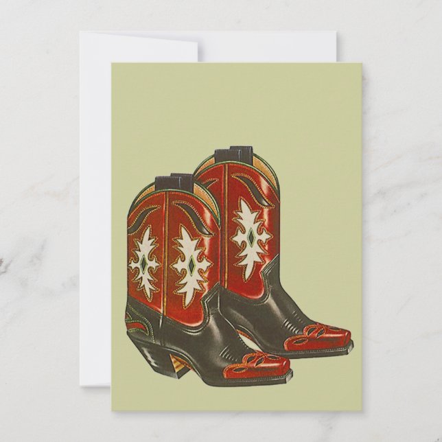 Invitation Bal populaire occidental de bottes de cowboy (Devant)