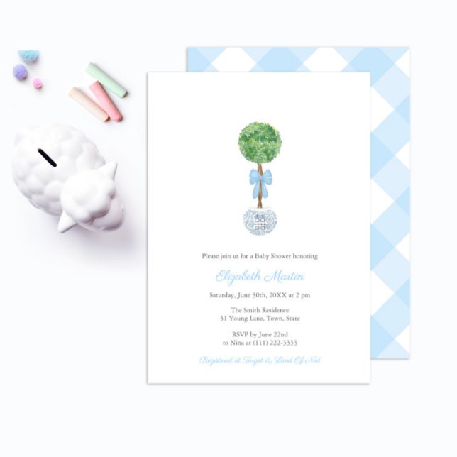Invitation Bal Topiaire Classique Avec Baby shower Bow Boy (Créateur téléchargé)