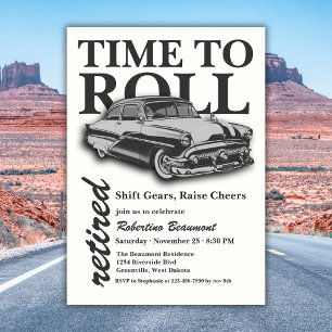 Invitation Balade en moto classique grise pour une fête de re
