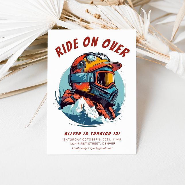 Invitation Balade sur le surf de snowboard fête d'anniversair (Créateur téléchargé)