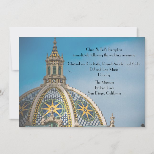 Invitation Balboa Park San Diego Mosaic Dome Accueil Menu (Devant)