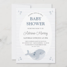 Baleine à main mignonne Baby shower bleu Dusty
