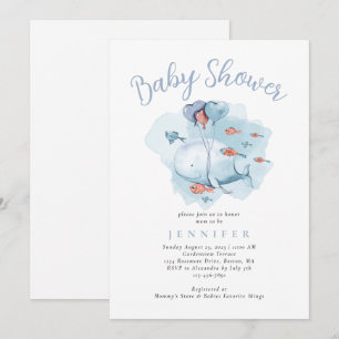 Invitation Baleine Aquarelle sous le Baby shower de mer Invit