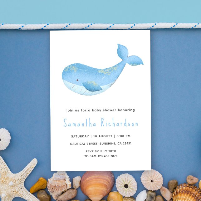 Invitation Baleine aquatique sous le Baby shower marin (Créateur téléchargé)