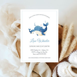 Invitation Baleine aquatique sous le Baby shower marin