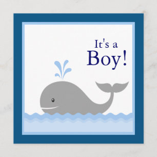 Invitation Baleine Bébée Bébé Bleue Rouge Douche pour garçons