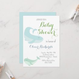 Invitation Baleine Bleue Fête de Naissance Fille Océan Pastel